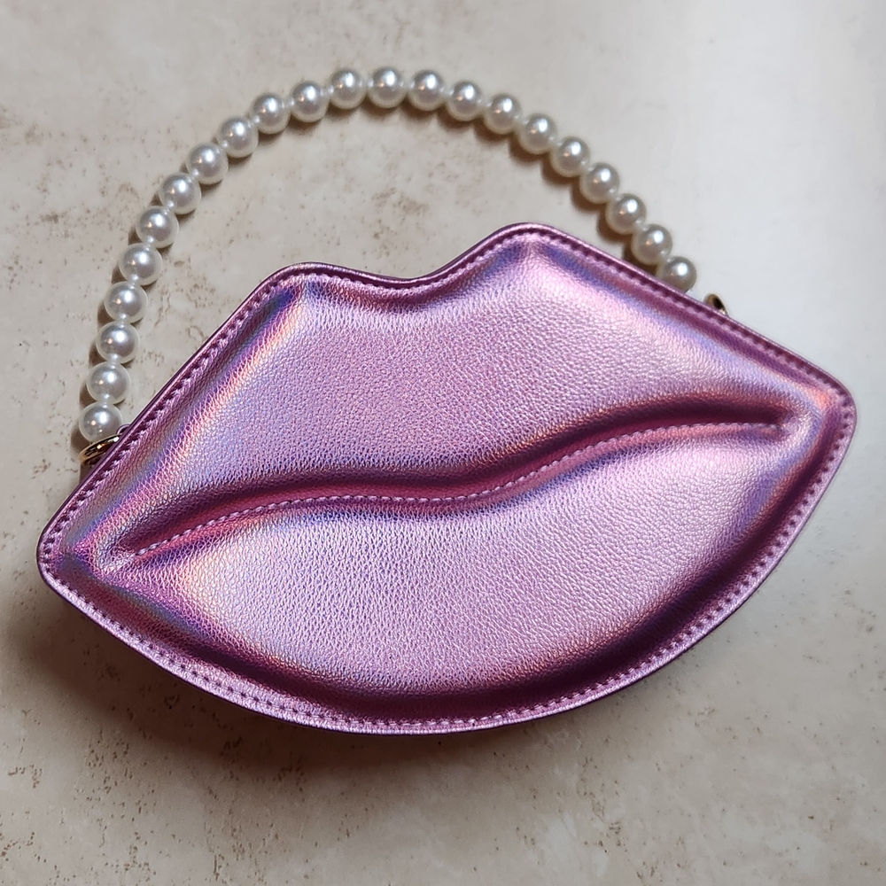 Iridescent Pink Lip Shaped Bag